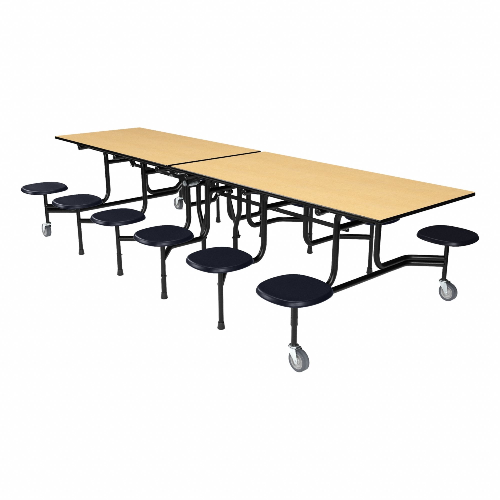 Cafeteria Table: Fusion Maple, Stool Seat, 29 in Overall Ht, 30 in Overall Lg, Navy