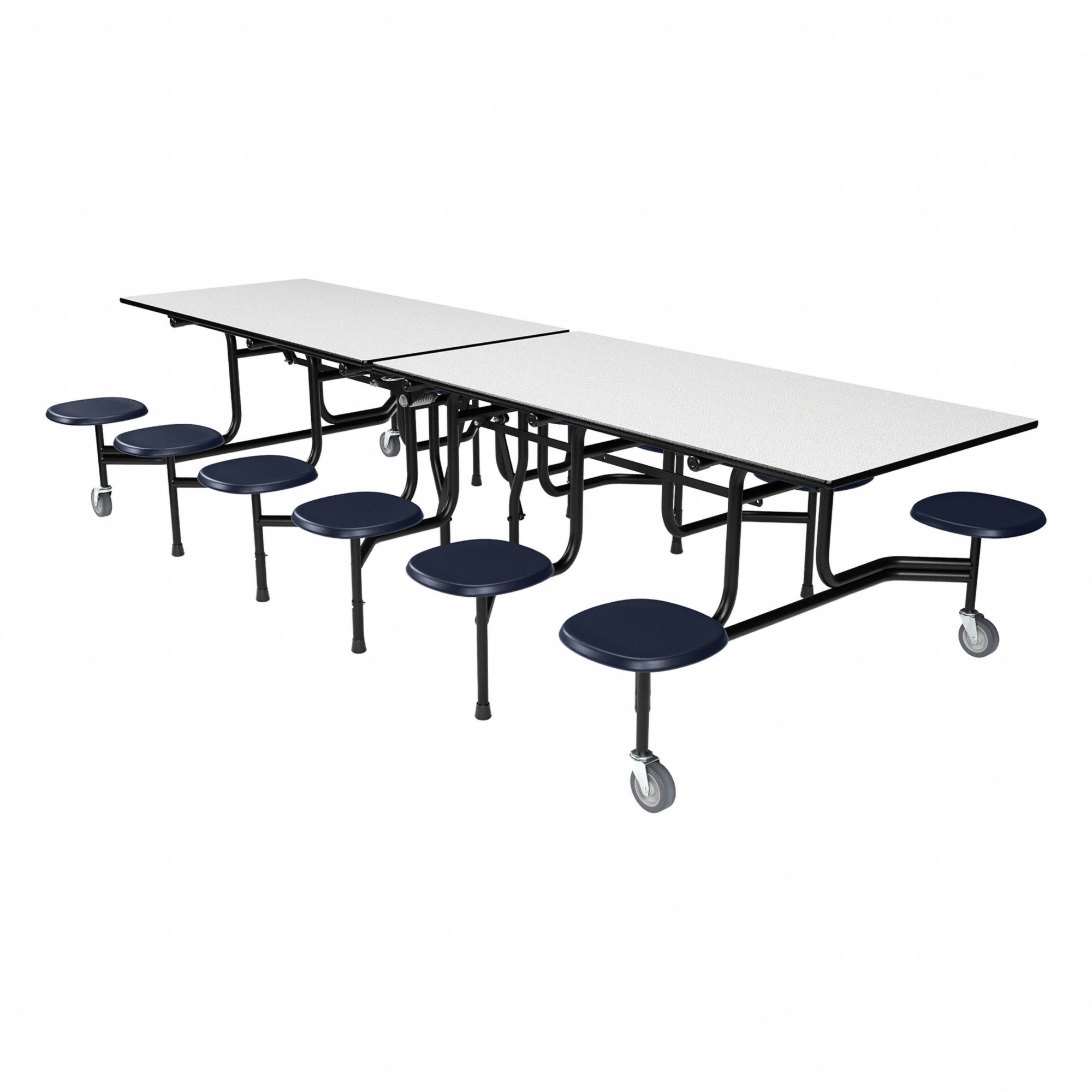 Cafeteria Stool Table: Gray Glace, Stool Seat, 29 in Overall Ht, 59 in Overall Lg