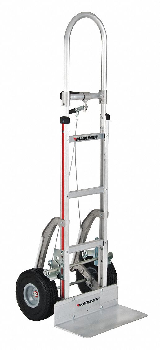 Hand Truck: 500 lb Load Capacity, 18 in x 9 in, 60 in x 20 1/2 in x 20 1/2 in, Flat-Free