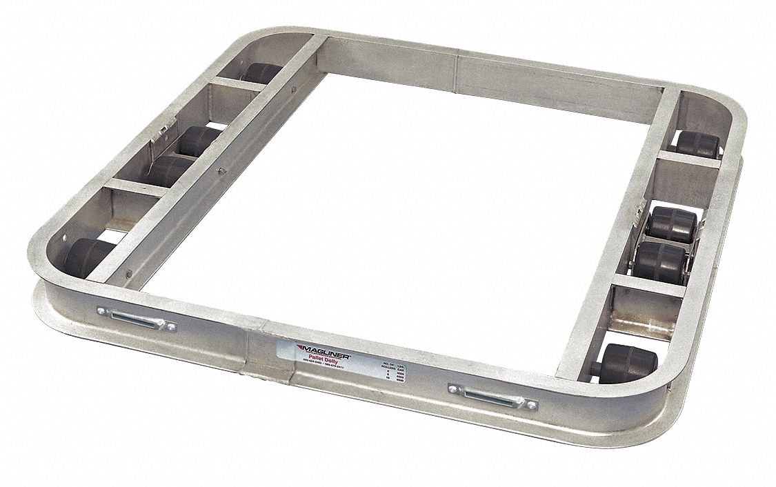 Open-Deck Aluminum Pallet Dolly: 5, 400 lb Load Capacity, 36 in x 36 in x 4 1/2 in