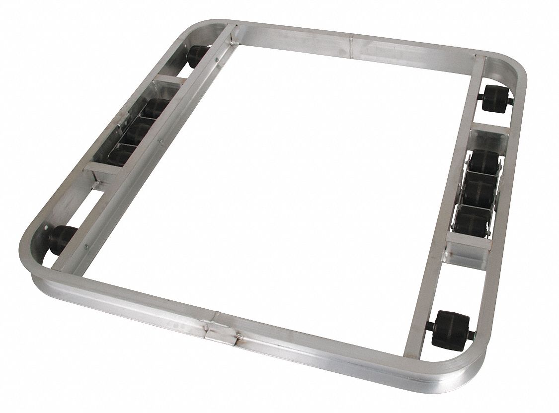 Open-Deck Aluminum Pallet Dolly: 7, 200 lb Load Capacity, 48 in x 48 in x 4 1/2 in