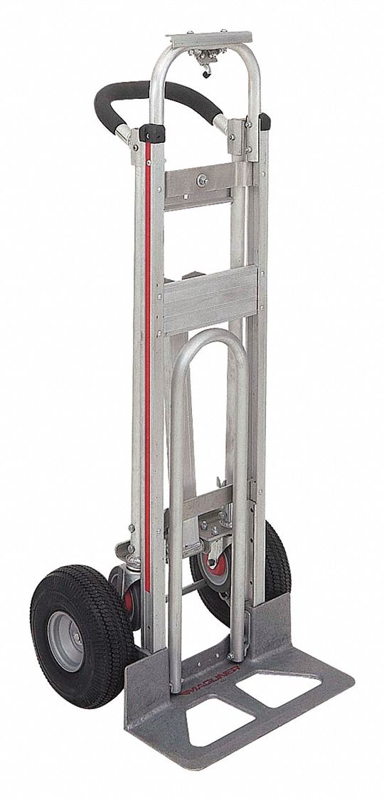 Magliner HMK211UA1 Carrello Manuale In Alluminio Con Impugnatura Orizzontale, Capacità 226,8 Kg, Piano Piatto Pressofuso 45,7 Cm, Ruote Gommate