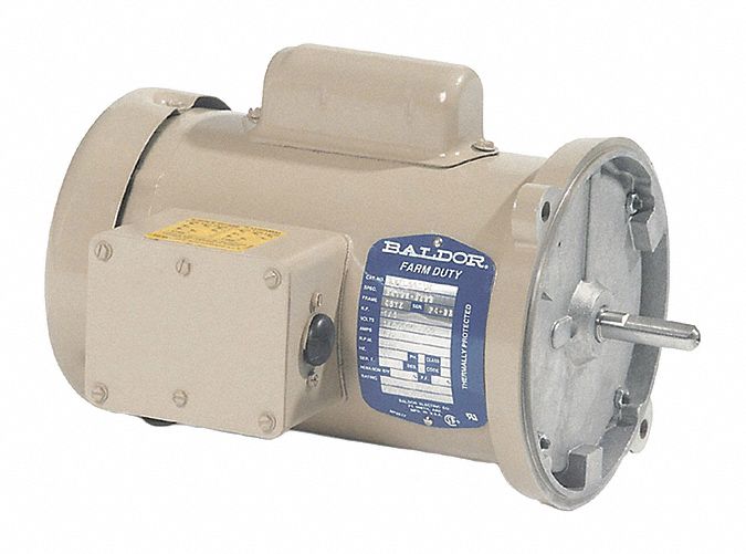 Farm Duty Motor: Single Phase, C-Face, Capacitor-Start/Run, 3/4 hp, 1, 725 RPM, 115/230V AC, B