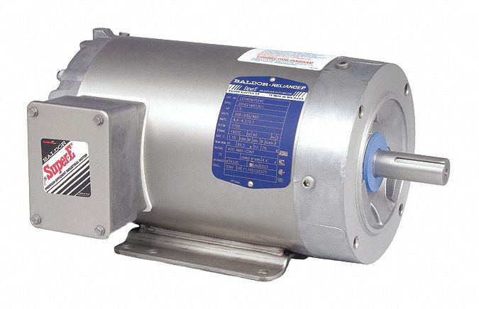 Washdown Motor: Three-Phase, 1 hp Horsepower, 1, 770 RPM RPM, 56C Frame Size, TENV, Unfinished