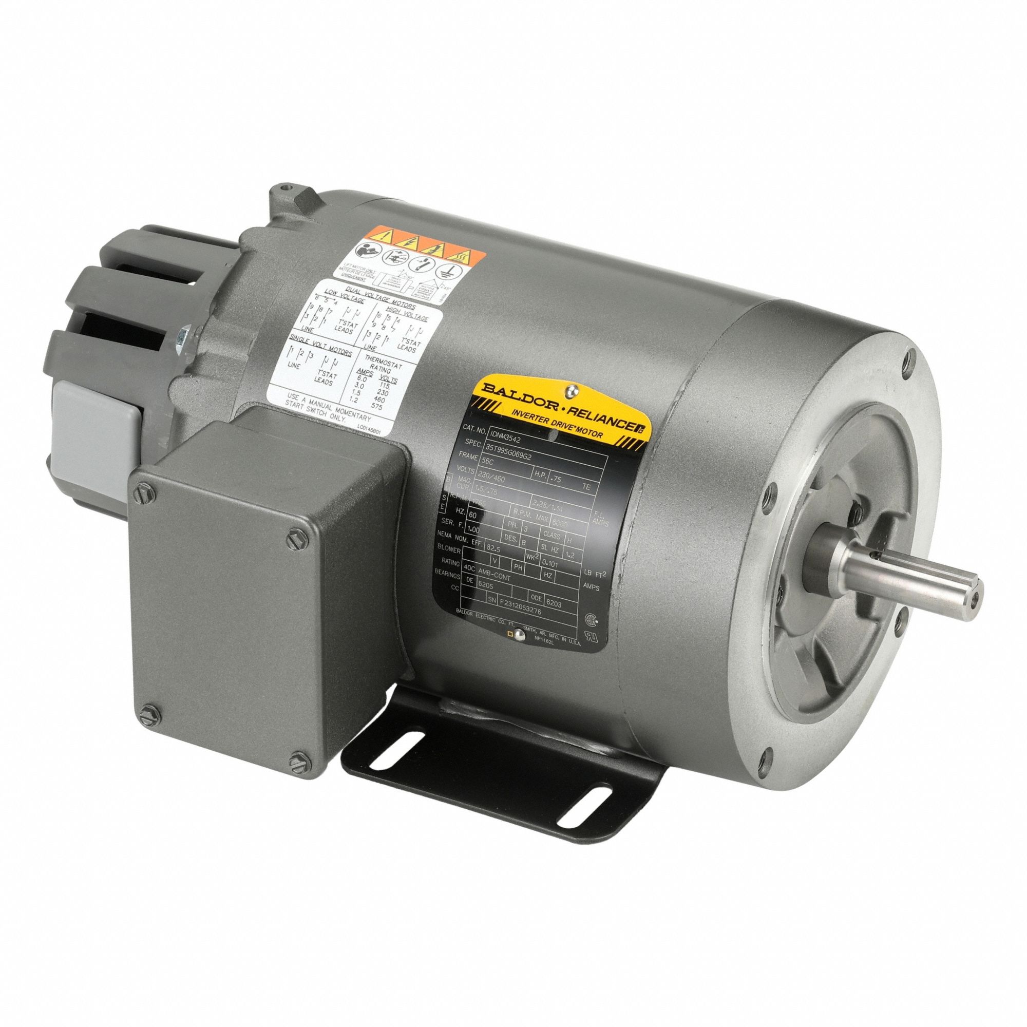 Vector Motor: Totally Enclosed Non-Ventilated, Rigid Base Mount, 3/4 HP, 1, 765 Nameplate RPM