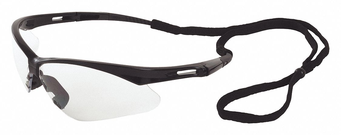 Safety Glasses, Black Frame, Clr, Anti-Fog