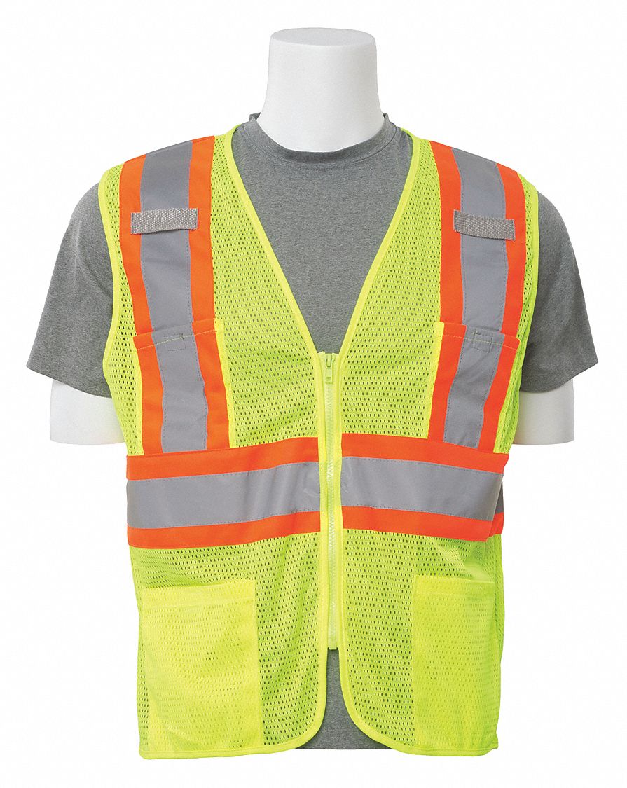 Vest, Hi-Viz, Lime, Contrasting Trim, S