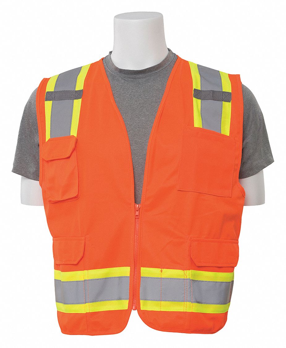 Safety Vest, ANSI, Hi-Viz, Orange, 3XL