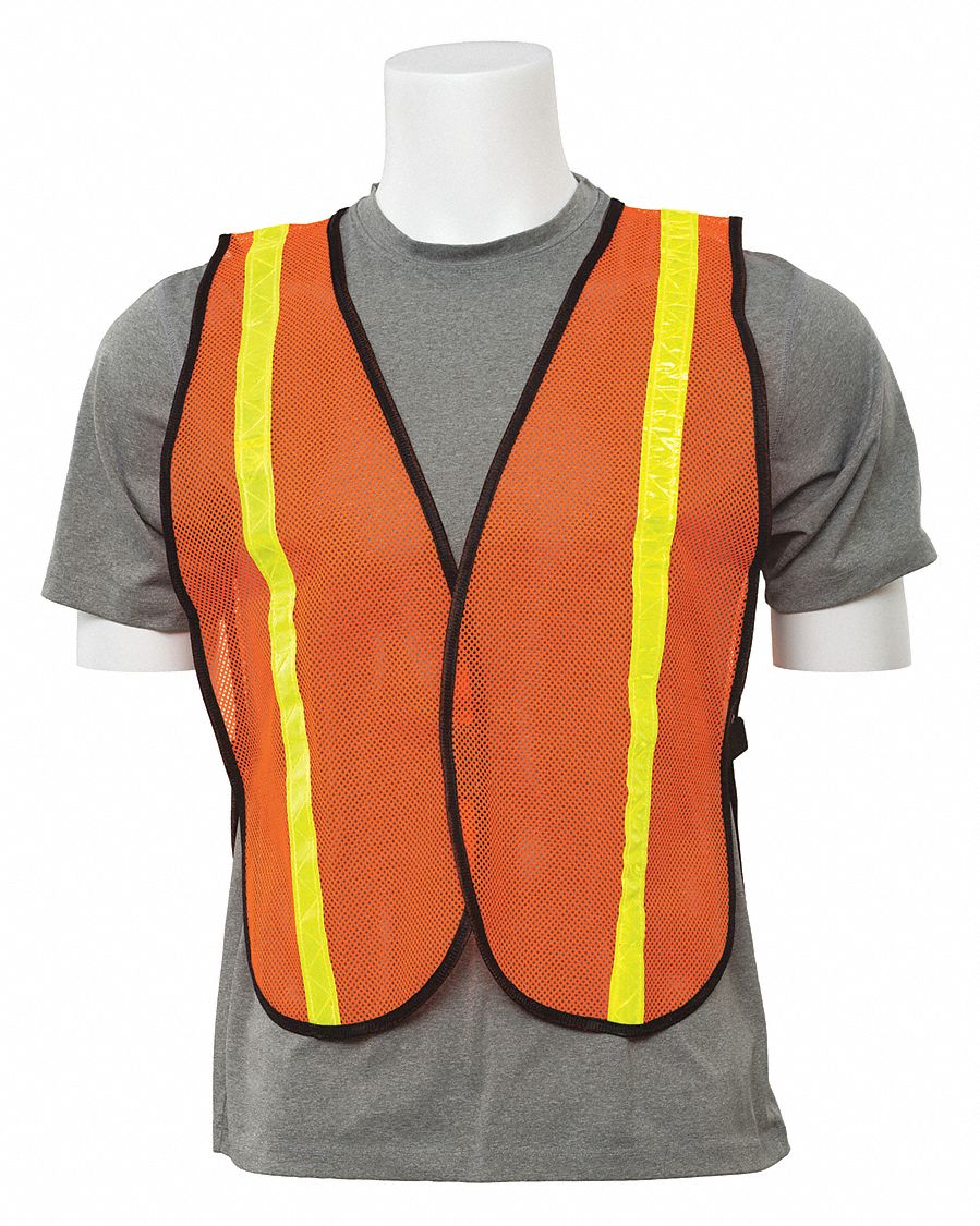 ERB SAFETY, Universal, Orange, Vest with Stripe,HiViz,Orange,One Size