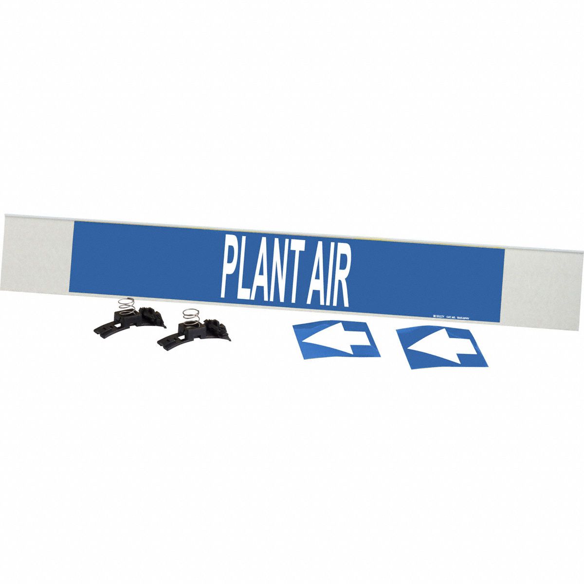 Pipe Marker: Plant Air, Blue, White, Fits 8 in and Larger Pipe O.D., 1 Pipe Markers, With Arrows