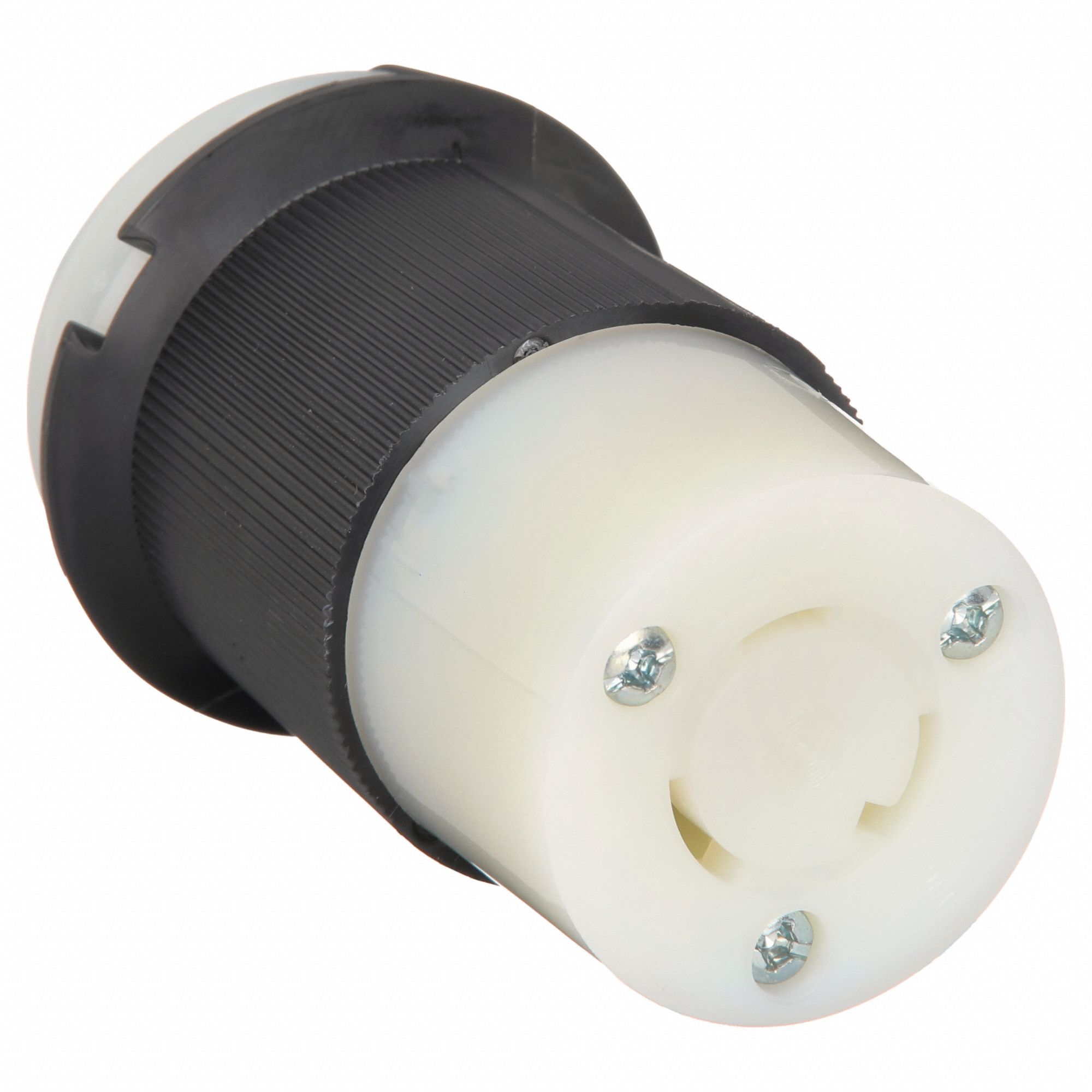 LOCKING CONNECTOR, L6-20R, 20 A, 250V AC, 2 POLES, BLACK/WHITE, SCREW TERMINALS, L6-20