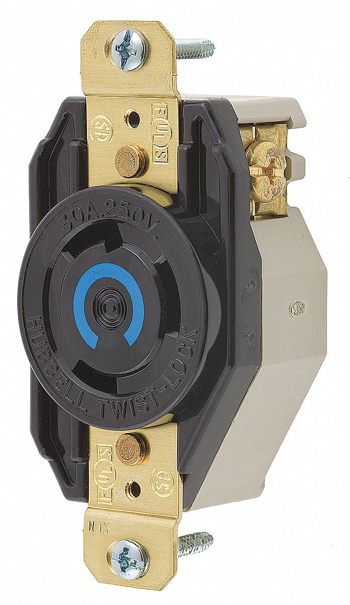 HUBBELL WIRING DEVICE-KELLEMS Black Locking Receptacle, 30 ... 30 amp receptacle wiring 
