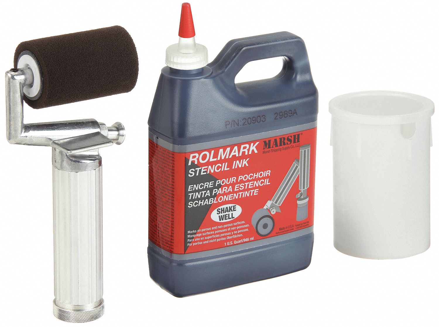 Stencil Roller: 8 1/2 in Overall Lg, 5 in Handle Lg, Neoprene, 2 in Repl Head Dia, Aluminum