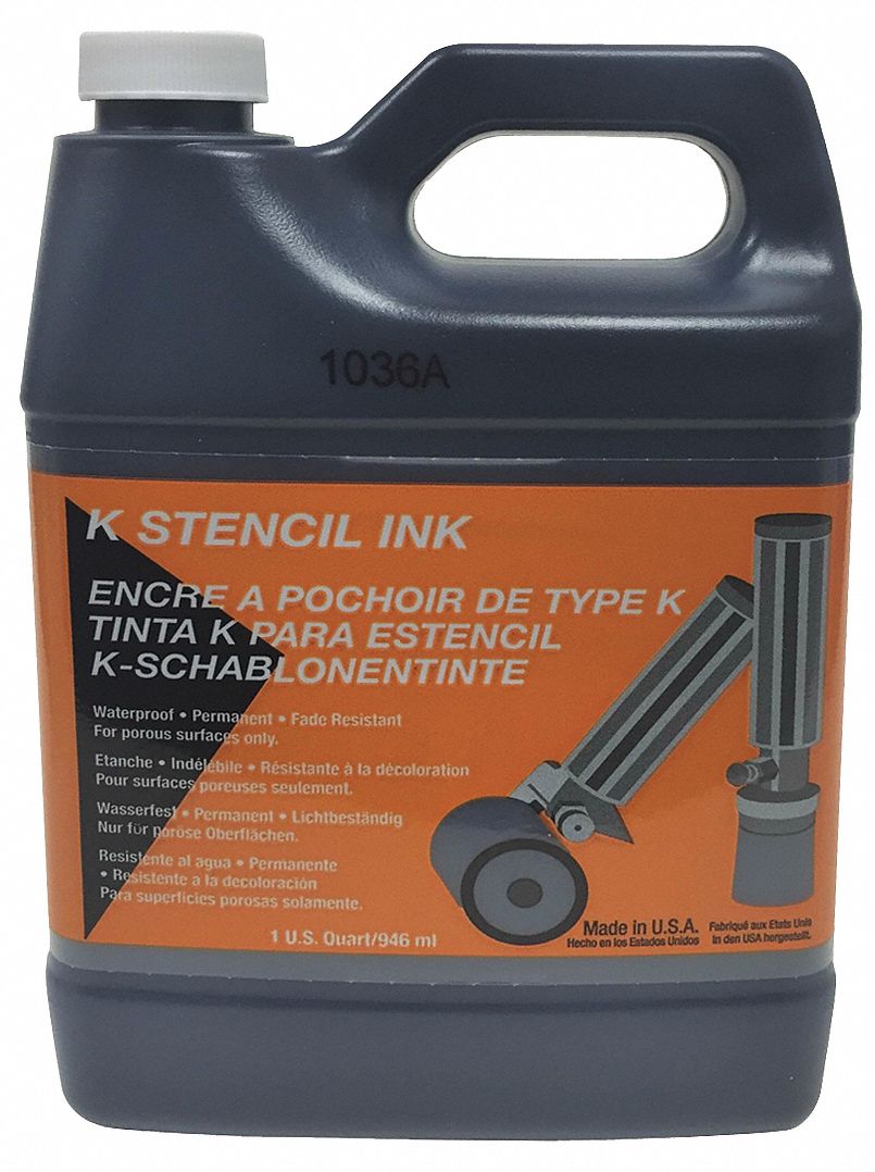 MARSH, Black, 1 qt Container Size, Stencil Ink 5A136KBKQ Grainger