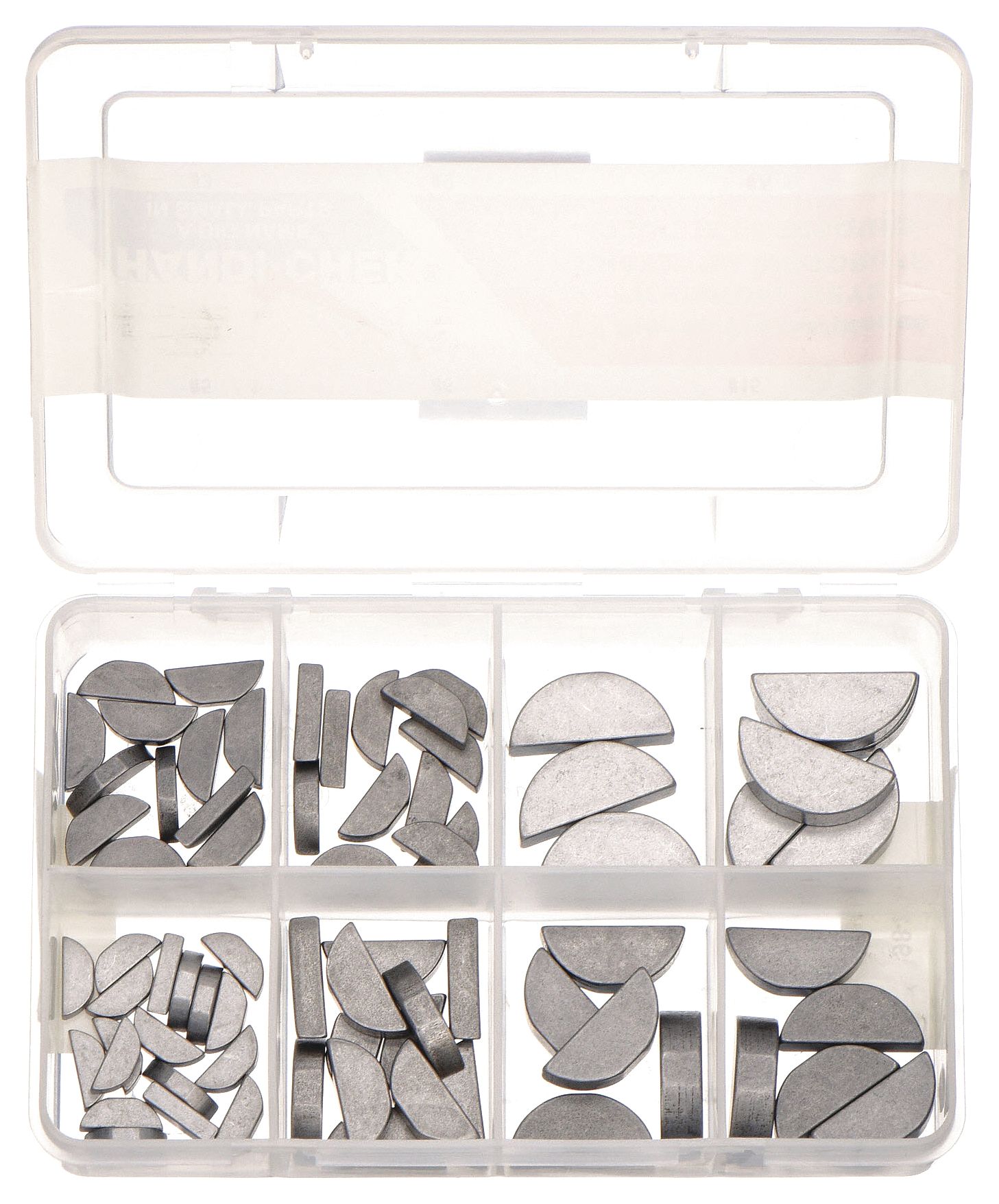 WOODRUFF KEY ASSORTMENT, INCH, 72 PIECES, 6 SIZES, STEEL, UNGRADED