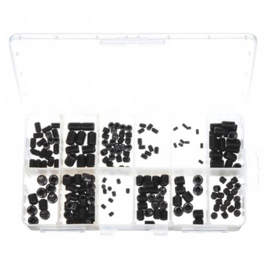 200 Pieces, 12 of Sizes, Socket Set Screw Assortment 5A206WWGDISP