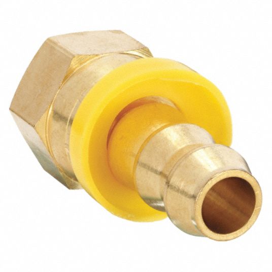 Push-On Hose Fitting: Inverted Flare, 3/8 in x 5/8 in Fitting Size, Male x Female, Rigid, Straight