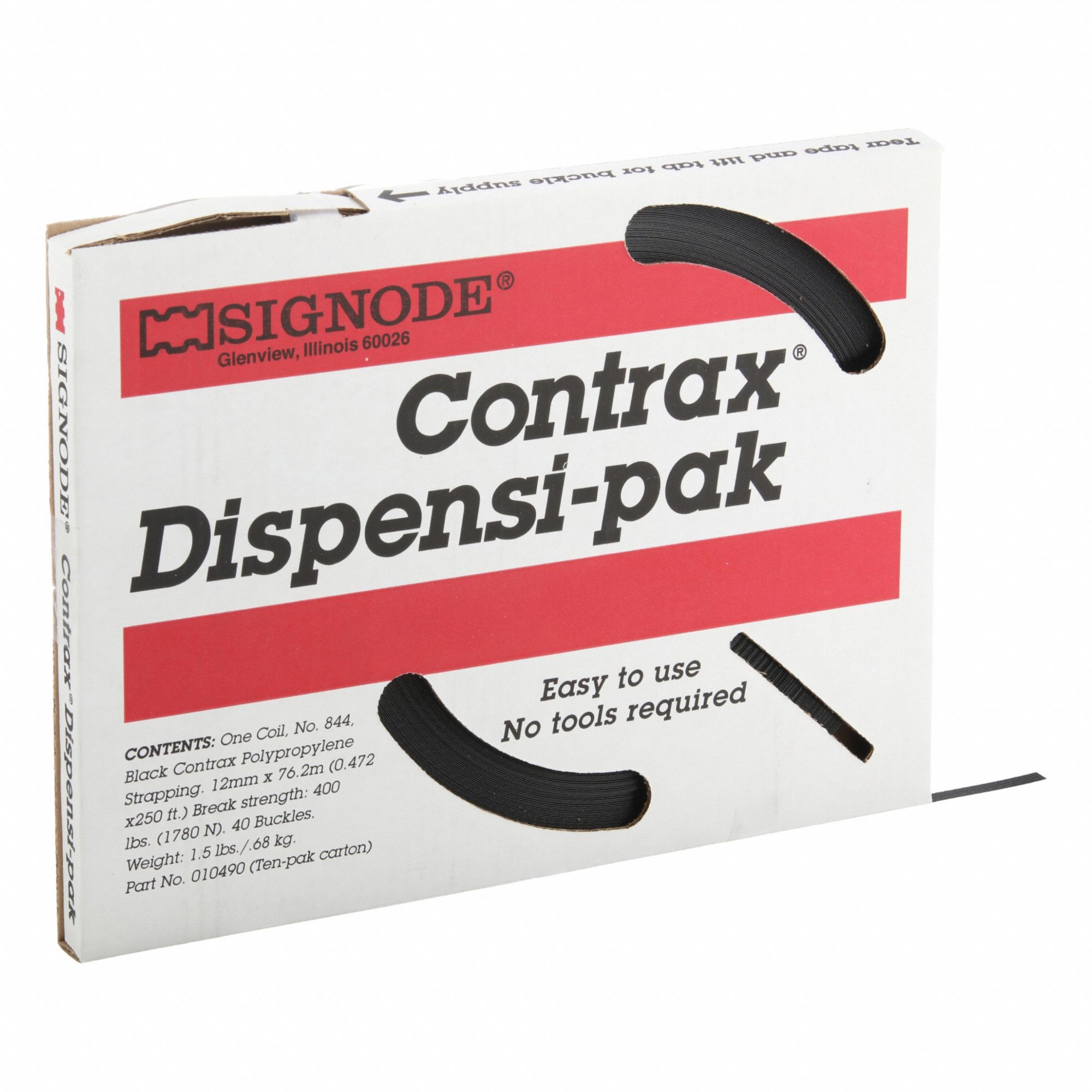 Plastic Strapping Kit: Fits 1/2 in Strap Wd, 0.018 in Thick, 300 lb Break Strength, 40 Wire Buckles