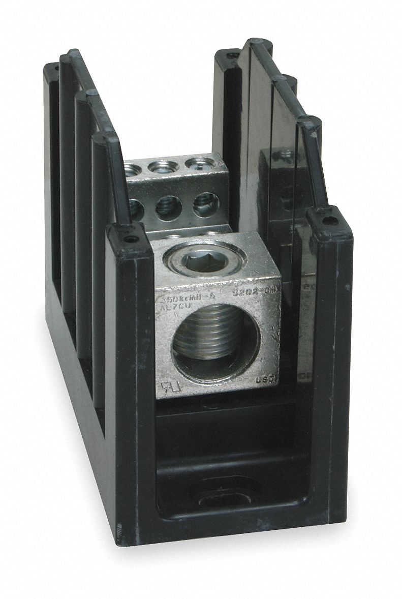 Power Distribution Block: Open, Lug, Lug, 6 AWG – 350 kcmil For Line Side Wire Sizes