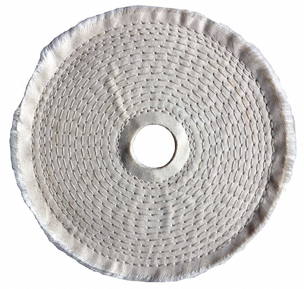 Buffing Wheel: Cotton, Spiral Sewn, 6 in Dia, 1/4 in Thick