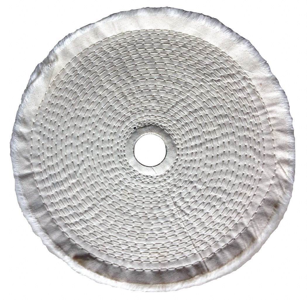 Buffing Wheel: Cotton, Spiral Sewn, 8 in Dia, 1/4 in Thick