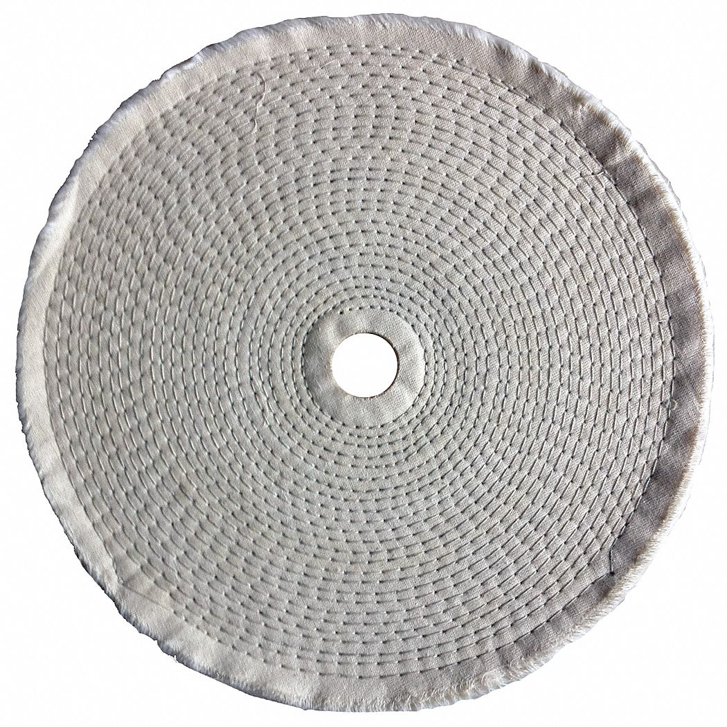 Buffing Wheel: Cotton, Spiral Sewn, 10 in Dia, 1/4 in Thick