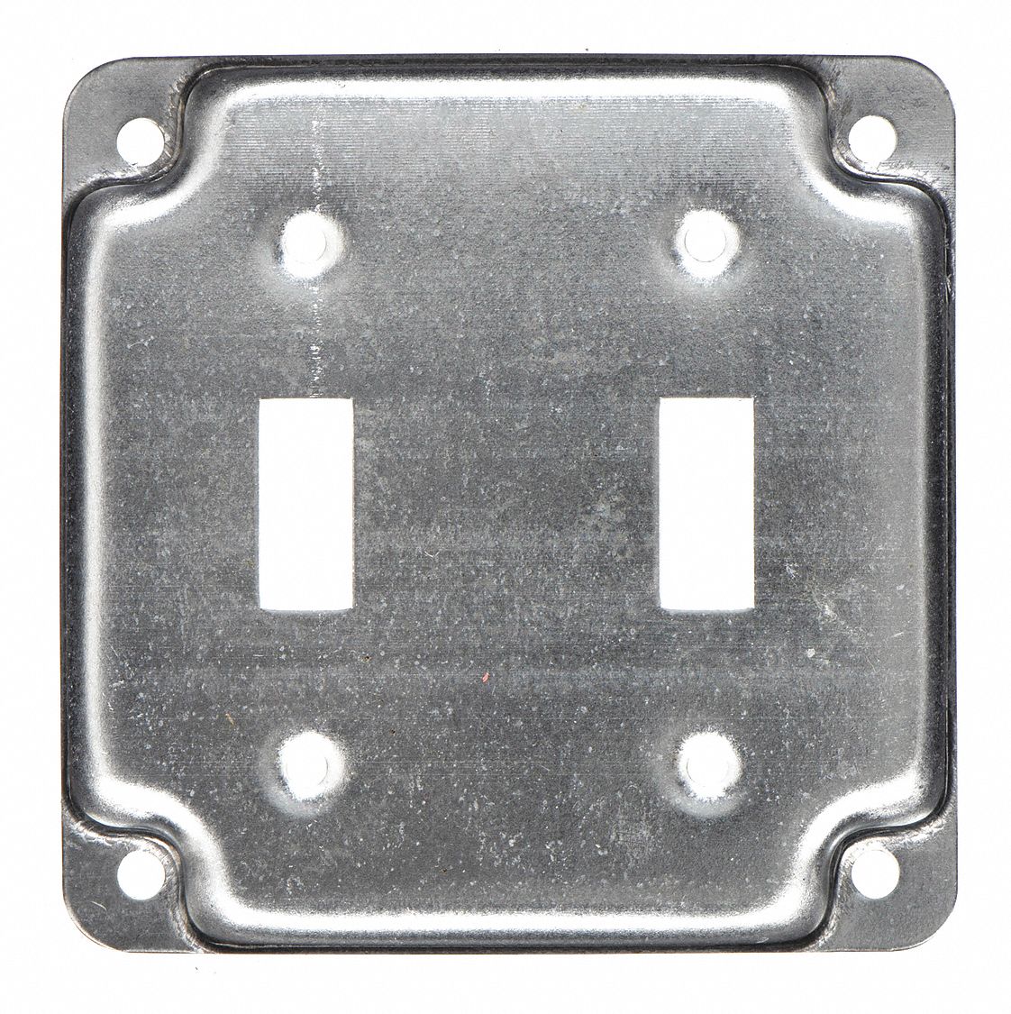 ELECTRICAL BOX COVER, 2 GANGS, GALVANIZED ZINC, 4 IN OVERALL W, ½ IN OVERALL DP
