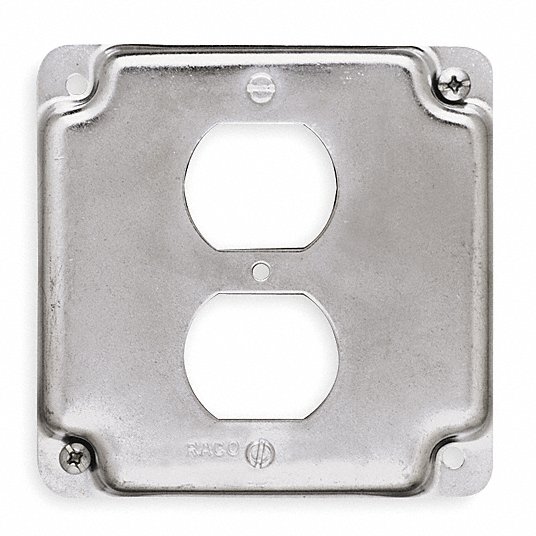 Raco  Square  Steel  Electrical Cover  For 2 Duplex Receptacles Gray 