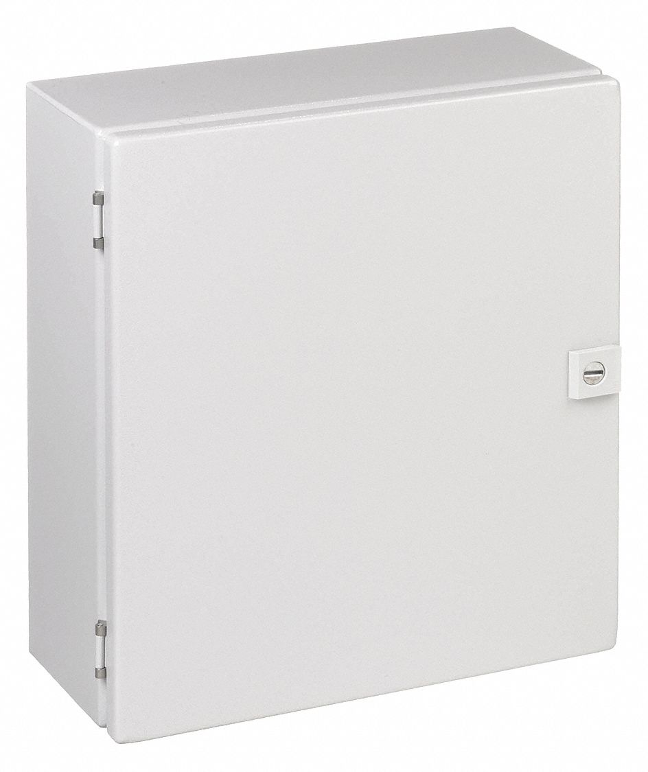 Enclosure: Steel, 15 in x 13 in x 6 in, NEMA 4, Solid Cover, Hinged