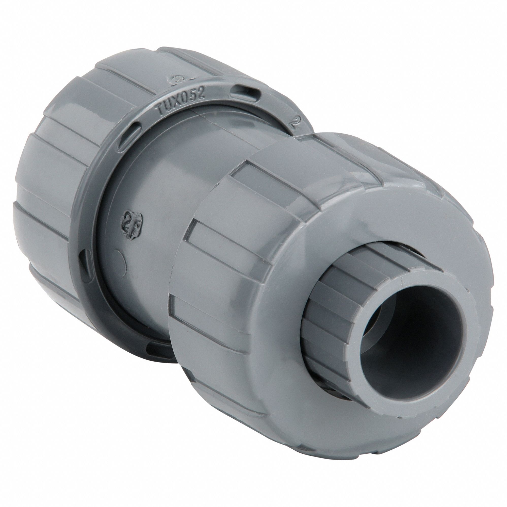 CHECK VALVE, BALL, INLINE VALVE BODY, PVC, ½ IN PIPE, TRUE UNION SOCKET/NPT, STANDARD, PVC