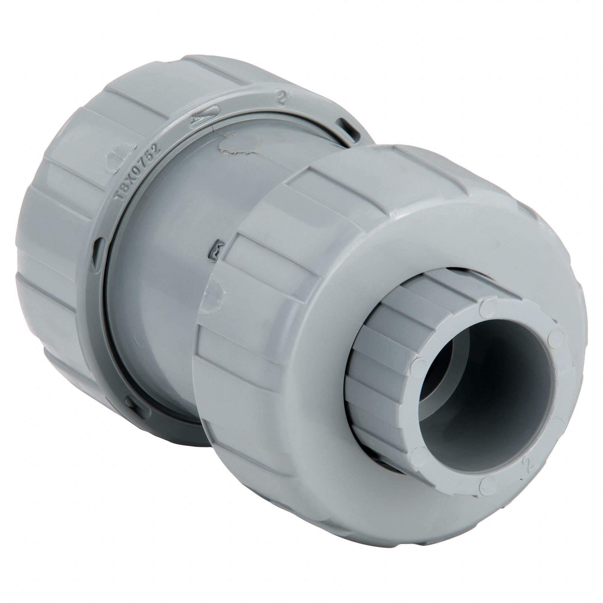 CHECK VALVE, BALL, INLINE VALVE BODY, CPVC, ¾ IN PIPE, TRUE UNION SOCKET/NPT, STANDARD