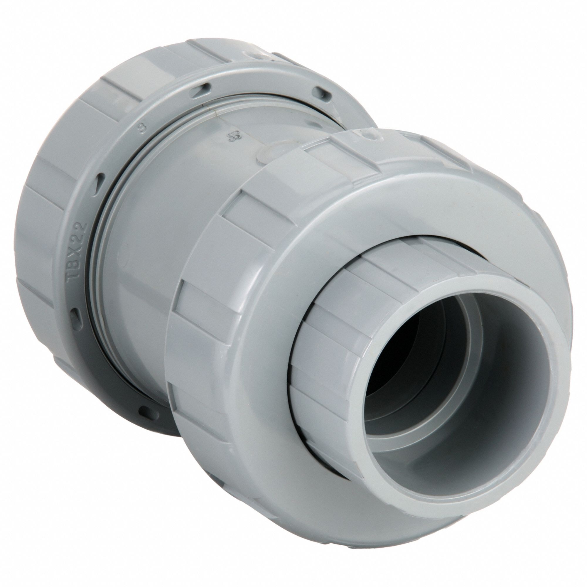 CHECK VALVE, BALL, INLINE VALVE BODY, CPVC, 2 IN PIPE, TRUE UNION SOCKET/NPT, STD, EPDM