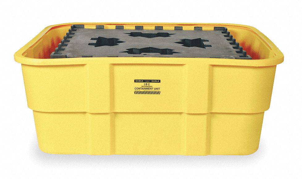 IBC CONTAINMENT UNIT, FOR 1 IBC, 67 X 67 X 26 IN, POLYETHYLENE, YELLOW