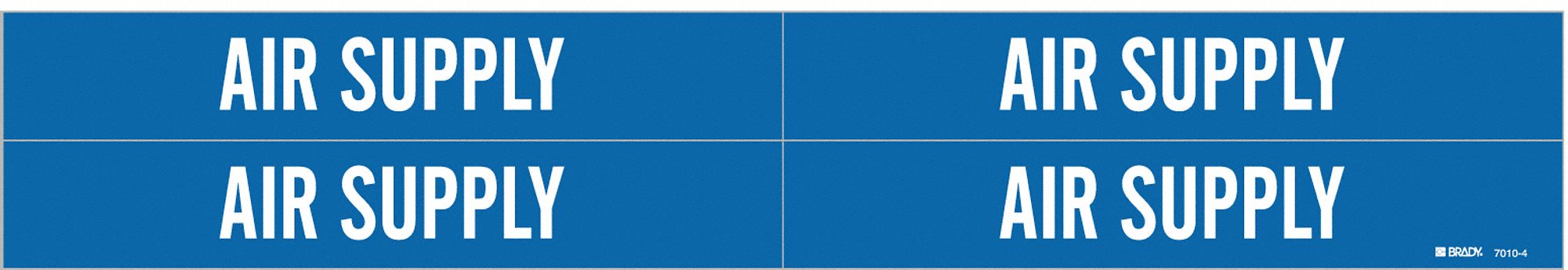 Pipe Marker: Air Supply, Blue, White, Fits 3/4 to 2 3/8 in Pipe O.D., 4 Pipe Markers, Without Arrows