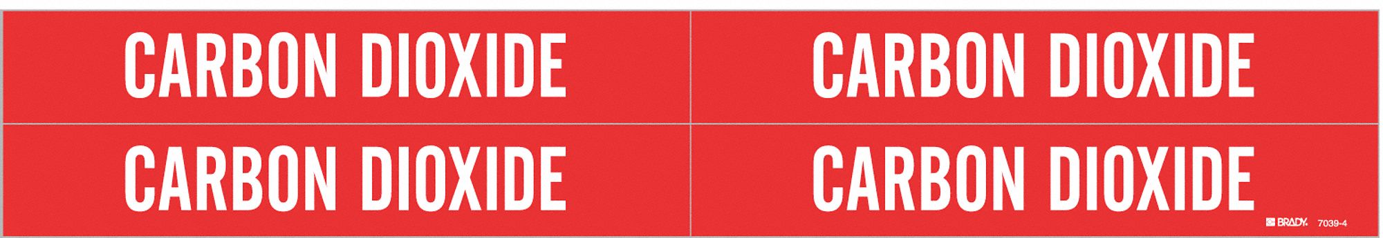 Pipe Marker: Carbon Dioxide, Red, White, Fits 3/4 to 2 3/8 in Pipe O.D., 4 Pipe Markers