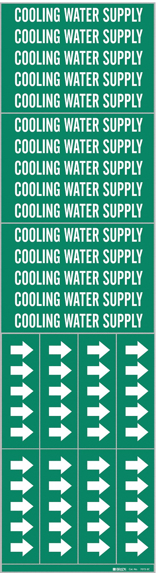 Cooling Water Supply, Green, Pipe Marker 5ACU070723C Grainger