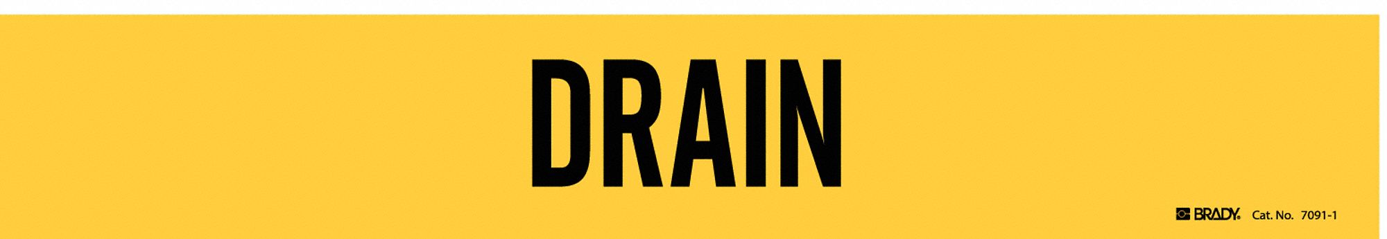 Pipe Marker: Drain, Yellow, Black, Fits 2 1/2 to 7 7/8 in Pipe O.D., 1 Pipe Markers, Without Arrows