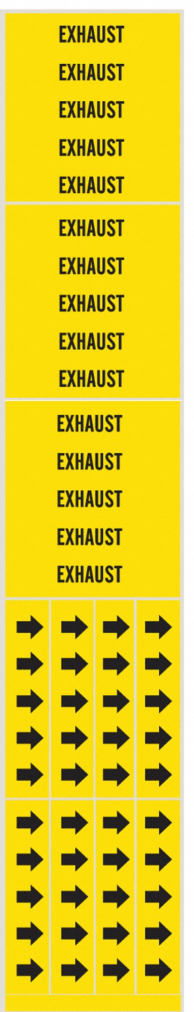 Pipe Mrkr, Exhast, 2 1/4in H, 2 3/4in W, PK3