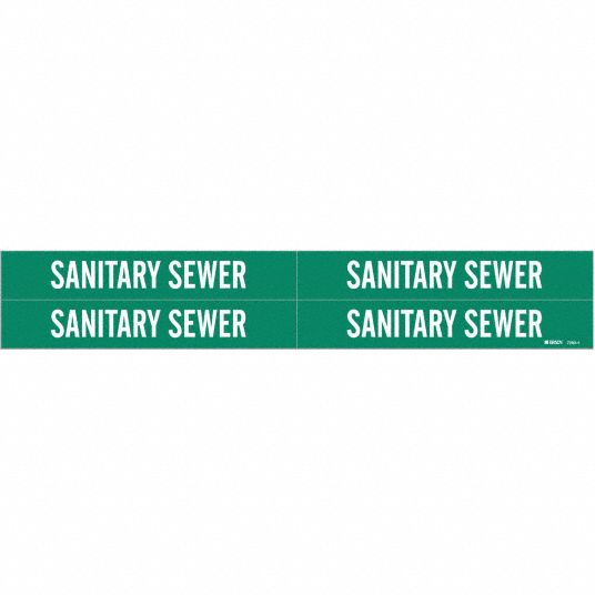 Brady Pipe Marker Sanitary Sewer Green White Fits 34 To 2 38 In