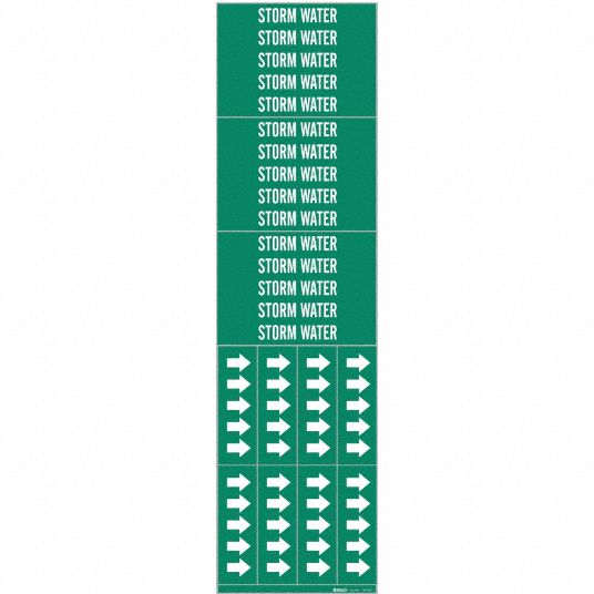Storm Water, Green, Pipe Marker - 5ADX9|7275-3C - Grainger