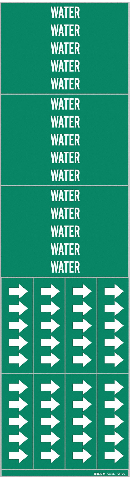 Pipe Marker: Water, Green, White, Fits 3/4 in and Smaller Pipe O.D., 3 Pipe Markers, Without Arrows