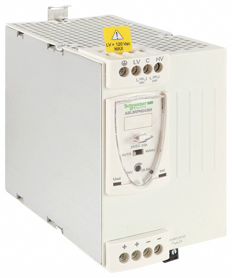 DC Power Supply: DIN Rail, 480 W Output Power - Rated, 20 A Current - Output