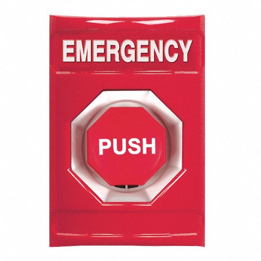 Emergency Push Button, Turn-To-Reset, 4 7/8 in Height, 3 1/4 in Width ...