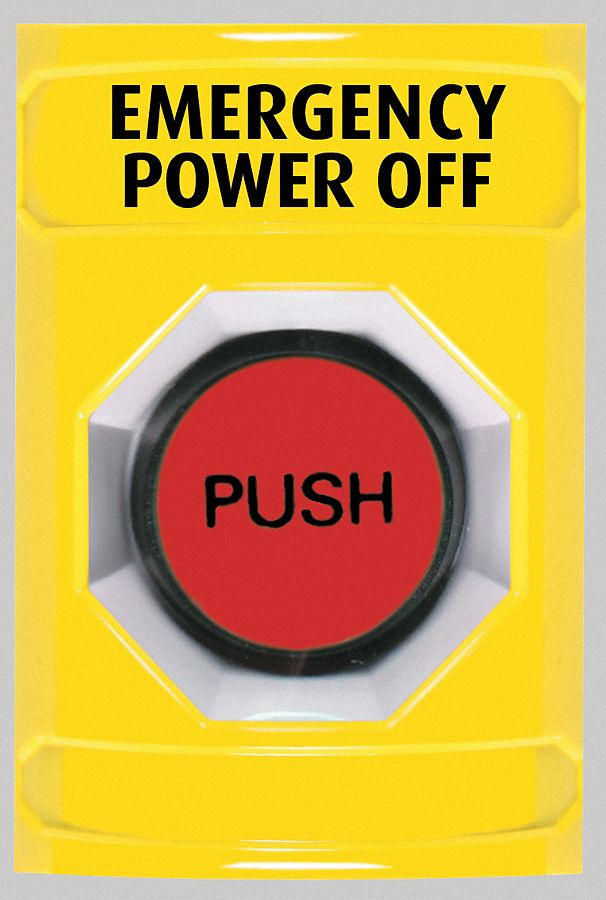 Emergency Power Off Push Button, Illuminated, 4 7/8 in Height, 3 1/4 in