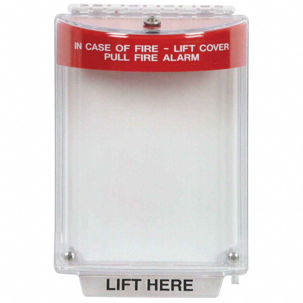 Pull Station Guard: Wall Mount, Flush Mount Mounting, Red