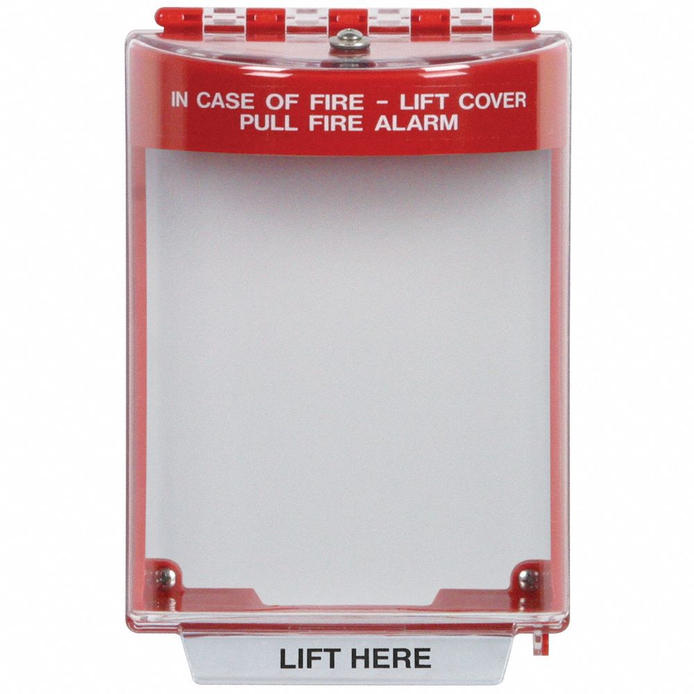SAFETY TECHNOLOGY INTERNATIONAL Pull Station Guard Polycarbonate, Surface, Open, Red, 4 in Dp