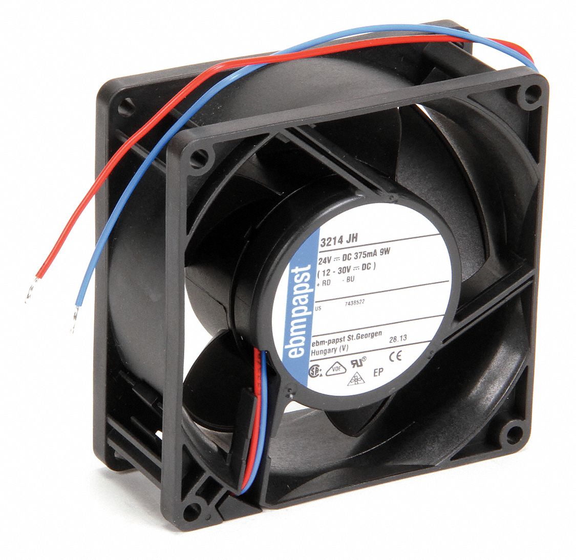 EBM-PAPST, 3 5/8 in Ht, 1 1/2 in Dp, Standard Square Axial