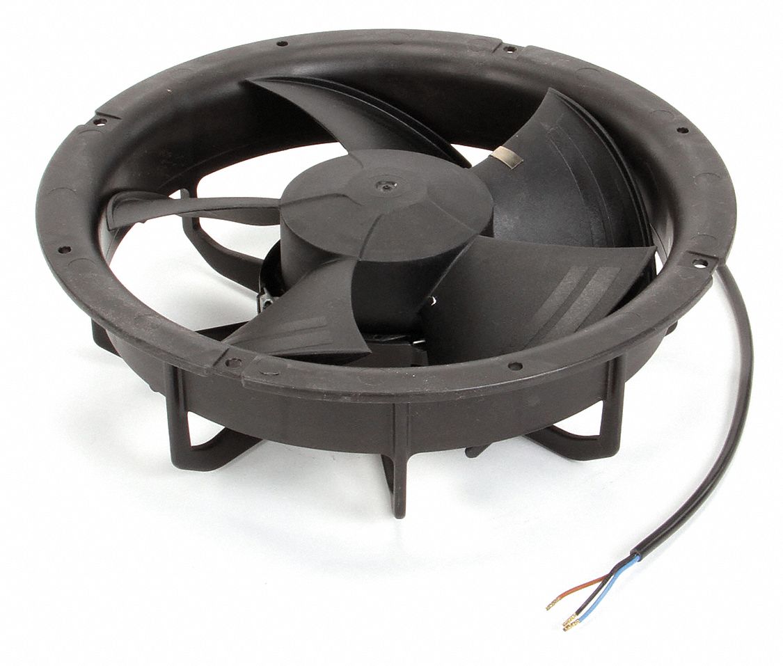 Wet-Location Round Axial Fan: 9 7/8 in Dia, 3 1/8 in Dp, 271 cfm, IP55, 115V AC