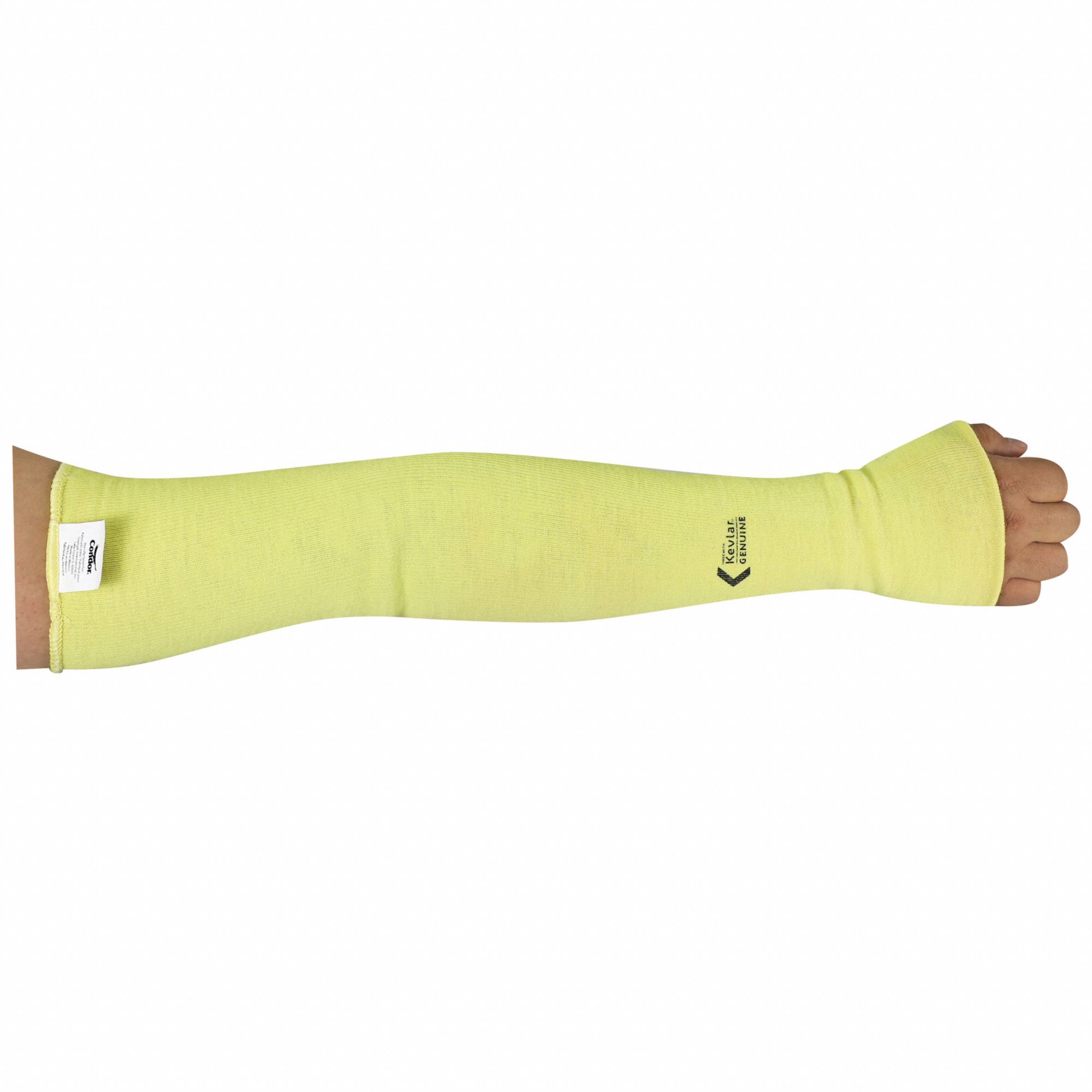 CUT-RESISTANT SLEEVE, ANSI/ISEA CUT LEVEL A3, KEVLAR, YELLOW, KNIT CUFF, L