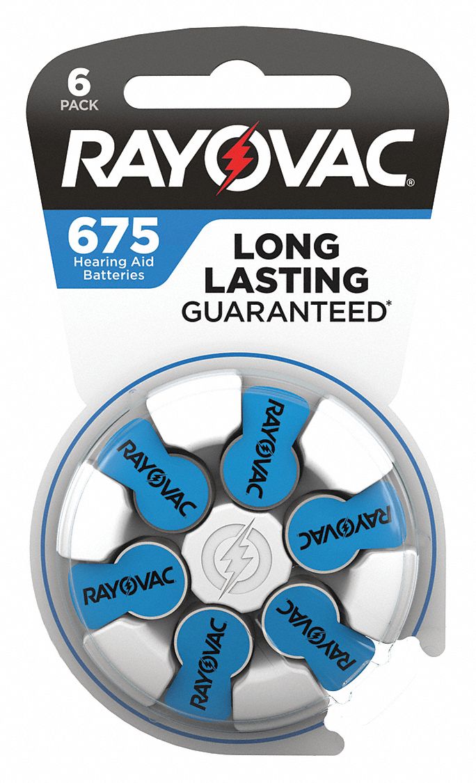 RAYOVAC, 675 Battery Size, Zinc Air, Hearing Aid Battery 5AHD26756